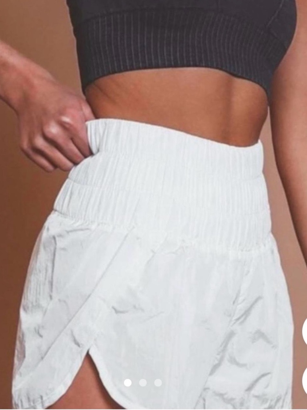 Free People White Drawstring Skirt with Ruched Waist 0052